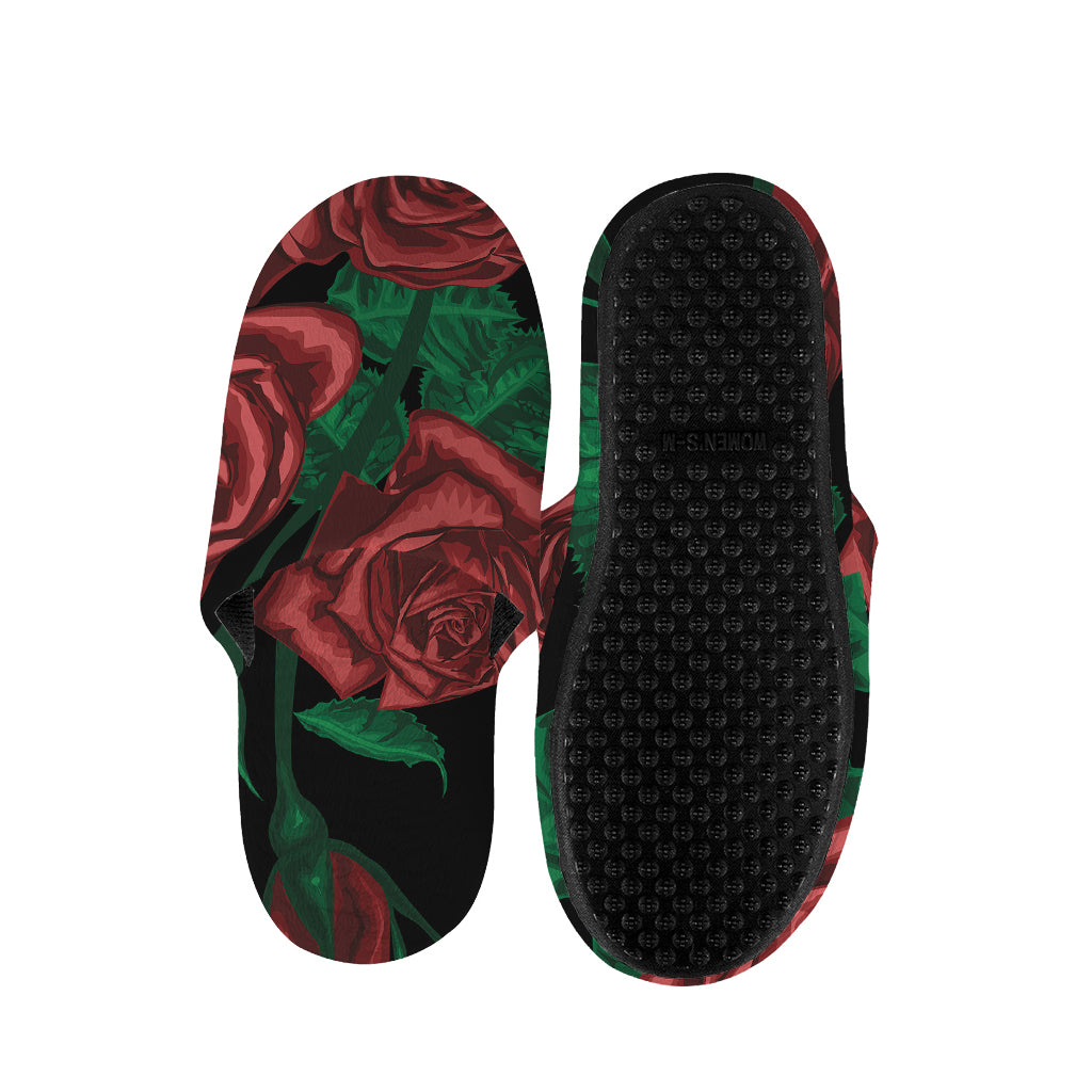 Red Roses Tattoo Print Slippers