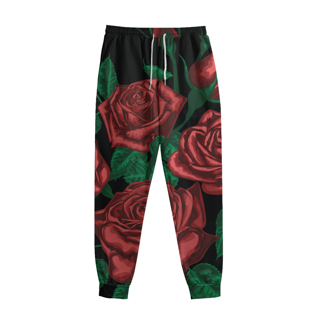 Red Roses Tattoo Print Sweatpants