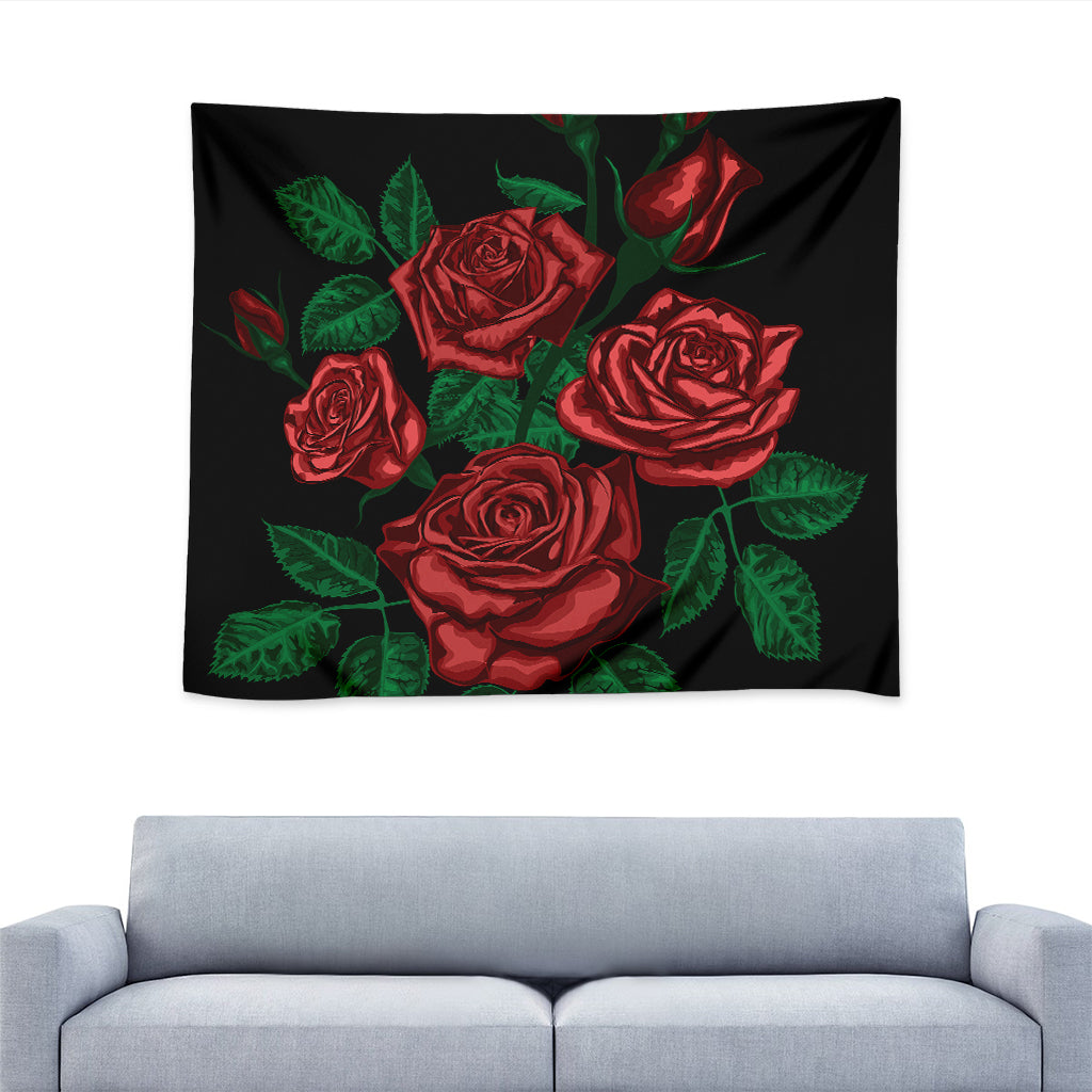 Red Roses Tattoo Print Tapestry