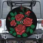 Red Roses Tattoo Print Tire Cover With Camera Hole