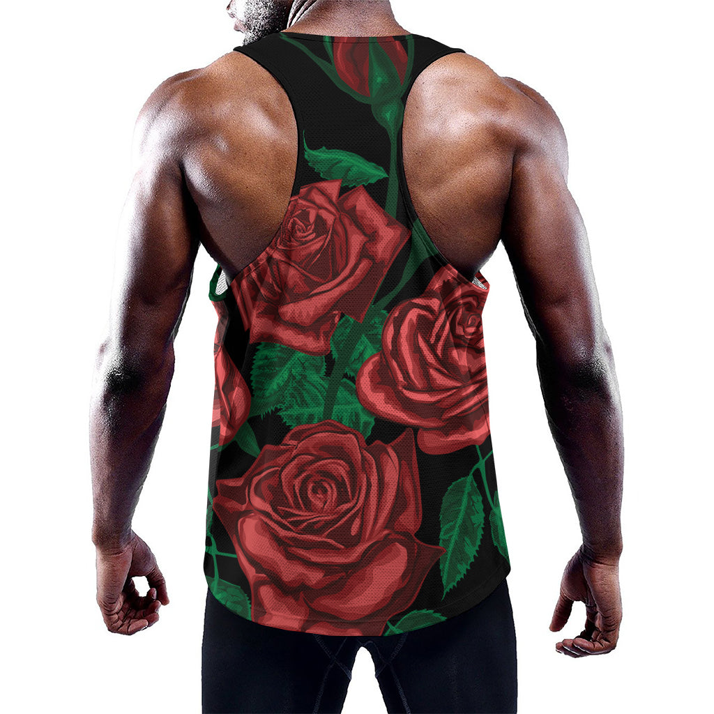 Red Roses Tattoo Print Training Tank Top