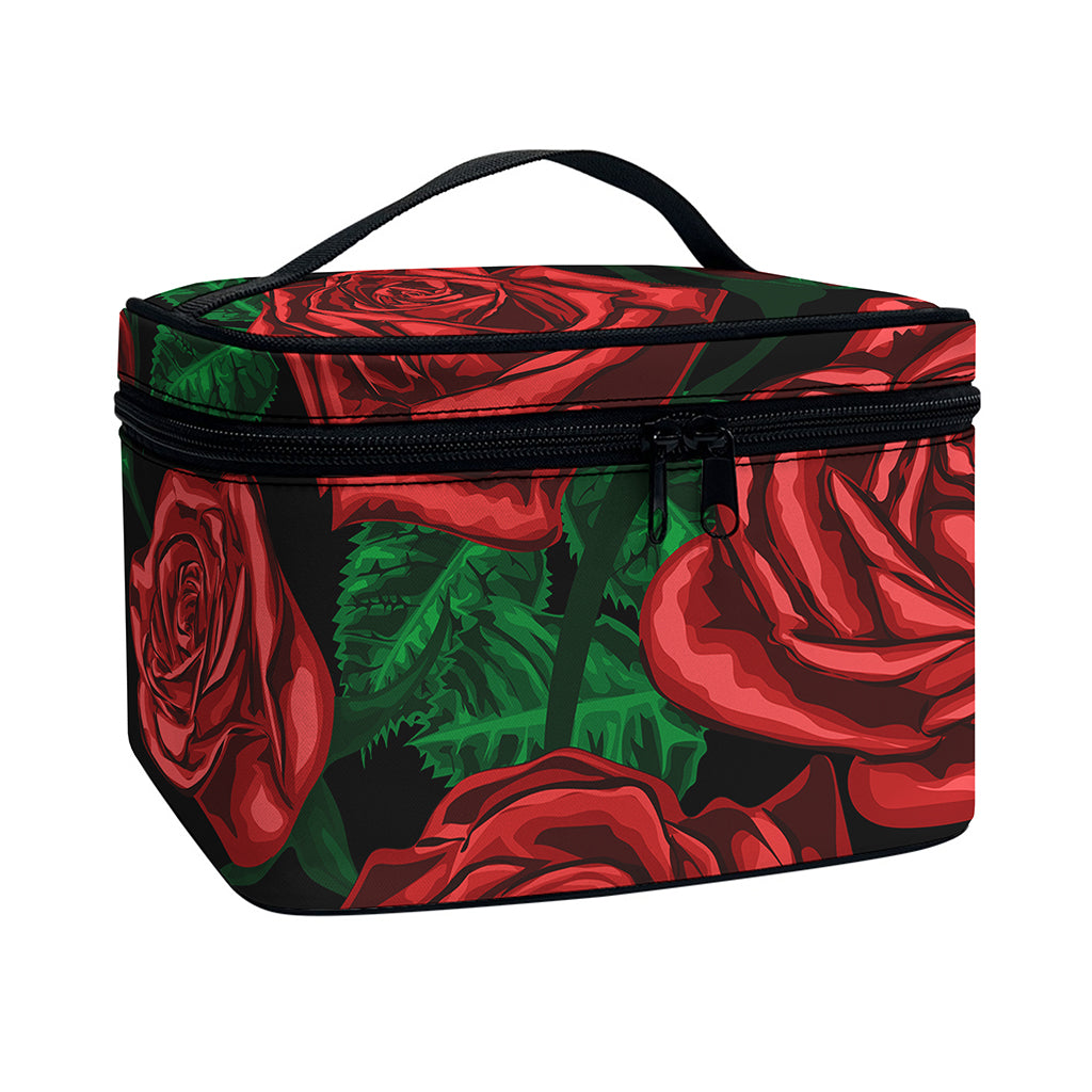 Red Roses Tattoo Print Travel Makeup Bag