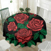 Red Roses Tattoo Print Waterproof Round Tablecloth