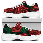Red Roses Tattoo Print White Chunky Shoes