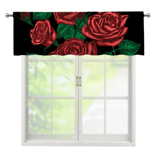 Red Roses Tattoo Print Window Valance