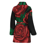 Red Roses Tattoo Print Women's Bathrobe