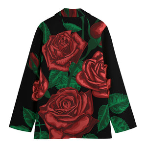 Red Roses Tattoo Print Women's Blazer