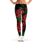 Red Roses Tattoo Print Women's Leggings