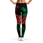 Red Roses Tattoo Print Women's Leggings