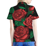 Red Roses Tattoo Print Women's Polo Shirt