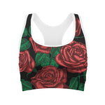 Red Roses Tattoo Print Women's Sports Bra