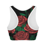 Red Roses Tattoo Print Women's Sports Bra