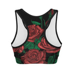 Red Roses Tattoo Print Women's Sports Bra