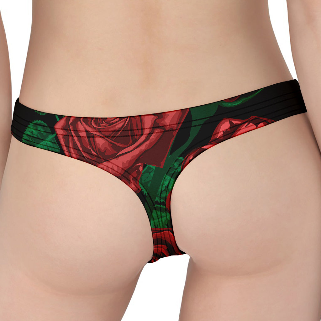 Red Roses Tattoo Print Women's Thong