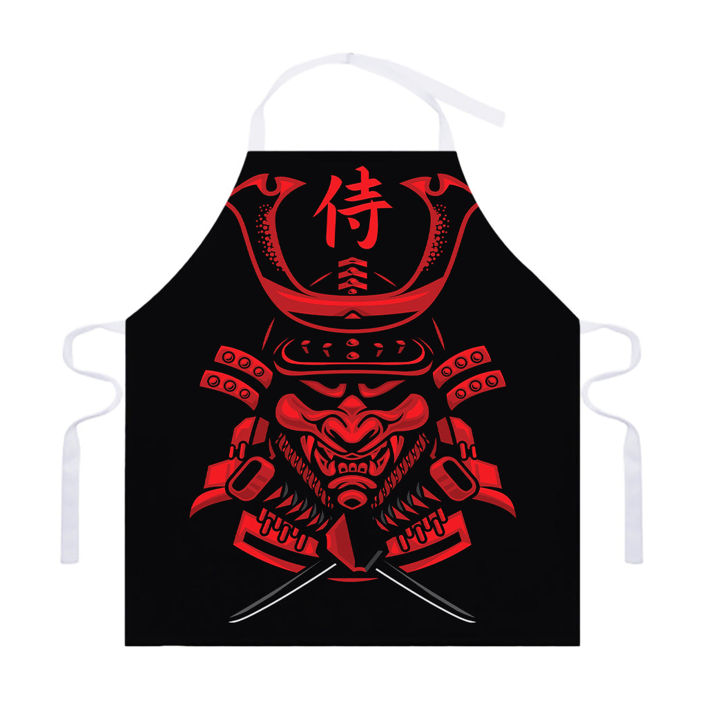 Red Samurai Mask Print Adjustable Apron