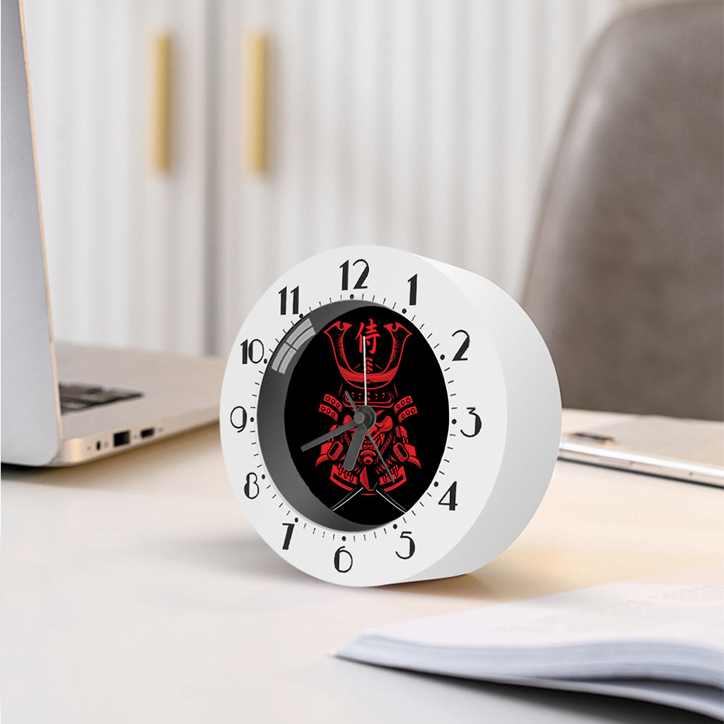 Red Samurai Mask Print Alarm Clock