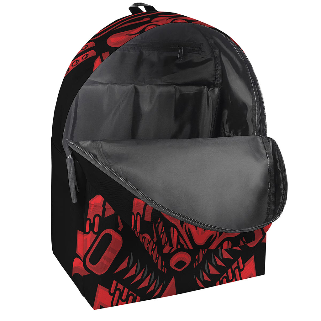 Red Samurai Mask Print Backpack