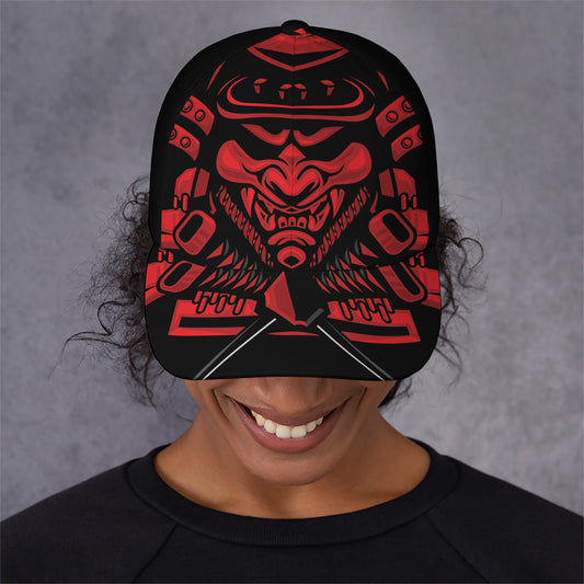 Red Samurai Mask Print Baseball Cap