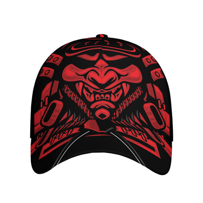 Red Samurai Mask Print Baseball Cap