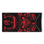 Red Samurai Mask Print Beach Towel