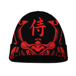Red Samurai Mask Print Beanie
