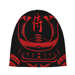 Red Samurai Mask Print Beanie