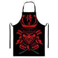 Red Samurai Mask Print Bib Apron With Pocket