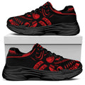 Red Samurai Mask Print Black Chunky Shoes