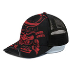 Red Samurai Mask Print Black Mesh Trucker Cap