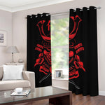 Red Samurai Mask Print Blackout Grommet Curtains