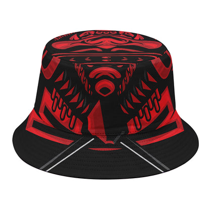 Red Samurai Mask Print Bucket Hat
