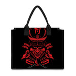 Red Samurai Mask Print Canvas Tote Bag
