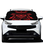 Red Samurai Mask Print Car Windshield Snow Cover