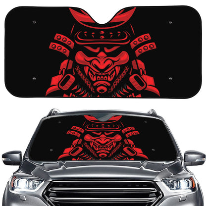 Red Samurai Mask Print Car Windshield Sun Shade