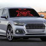 Red Samurai Mask Print Car Windshield Sun Shade