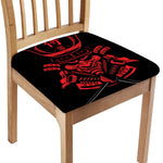 Red Samurai Mask Print Chair Cushion Cover