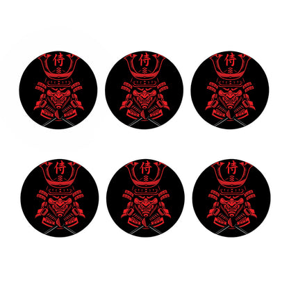 Red Samurai Mask Print Coaster Set