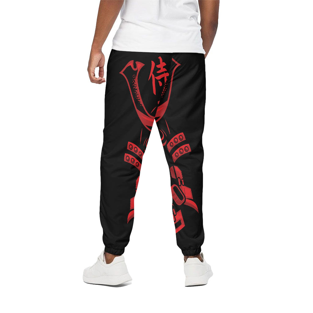 Red Samurai Mask Print Cotton Pants