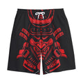 Red Samurai Mask Print Cotton Shorts