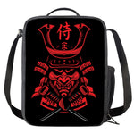 Red Samurai Mask Print Crossbody Lunch Bag