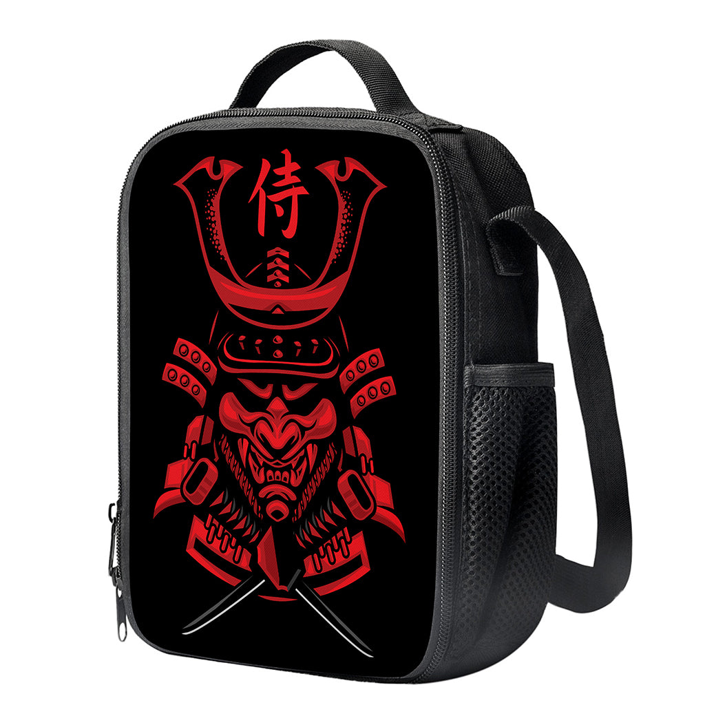 Red Samurai Mask Print Crossbody Lunch Bag