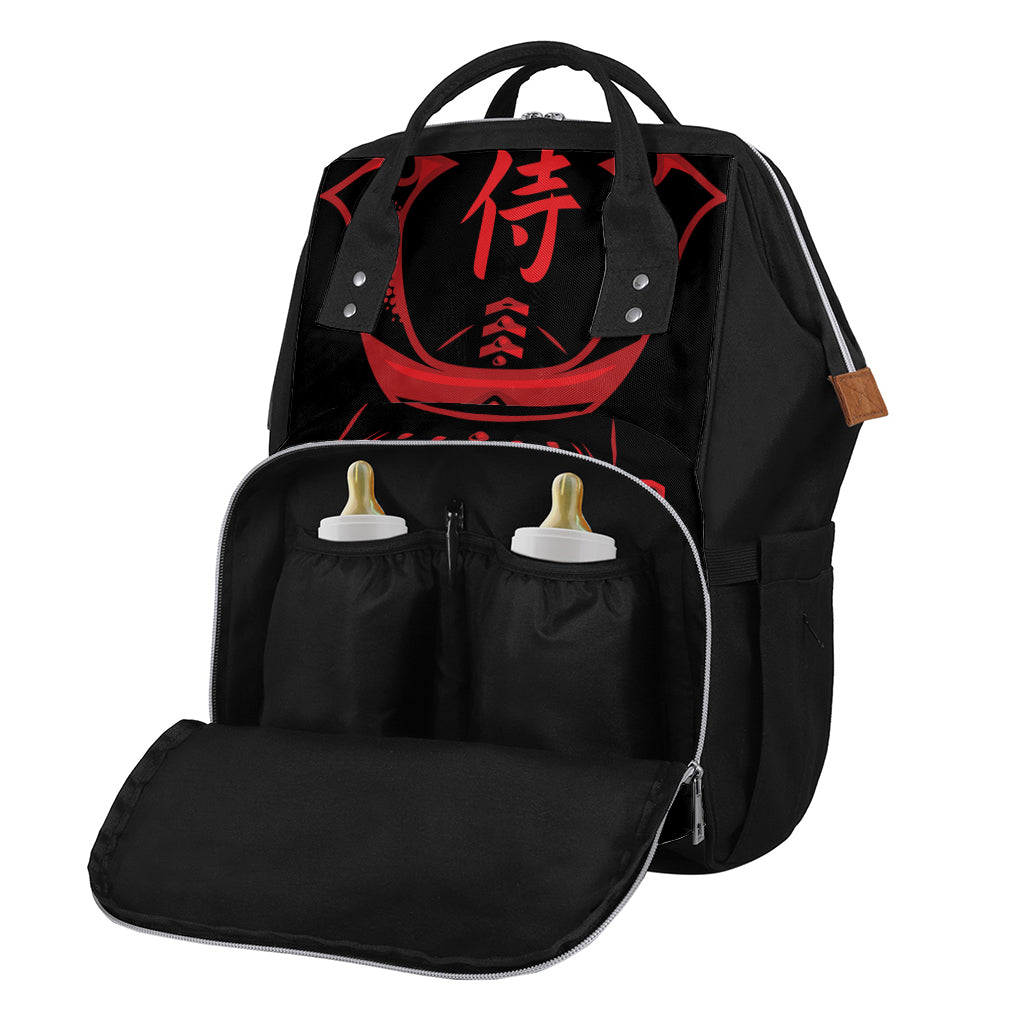 Red Samurai Mask Print Diaper Bag