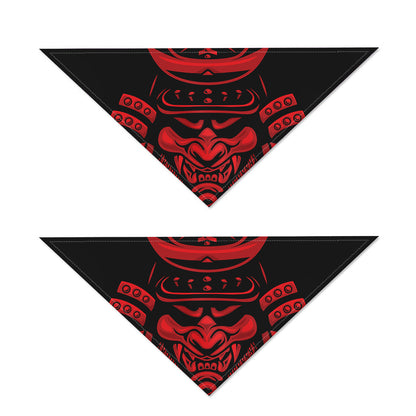 Red Samurai Mask Print Dog Bandana