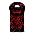 Red Samurai Mask Print Double Neoprene Wine Tote