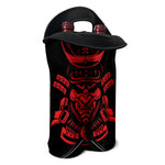 Red Samurai Mask Print Double Neoprene Wine Tote