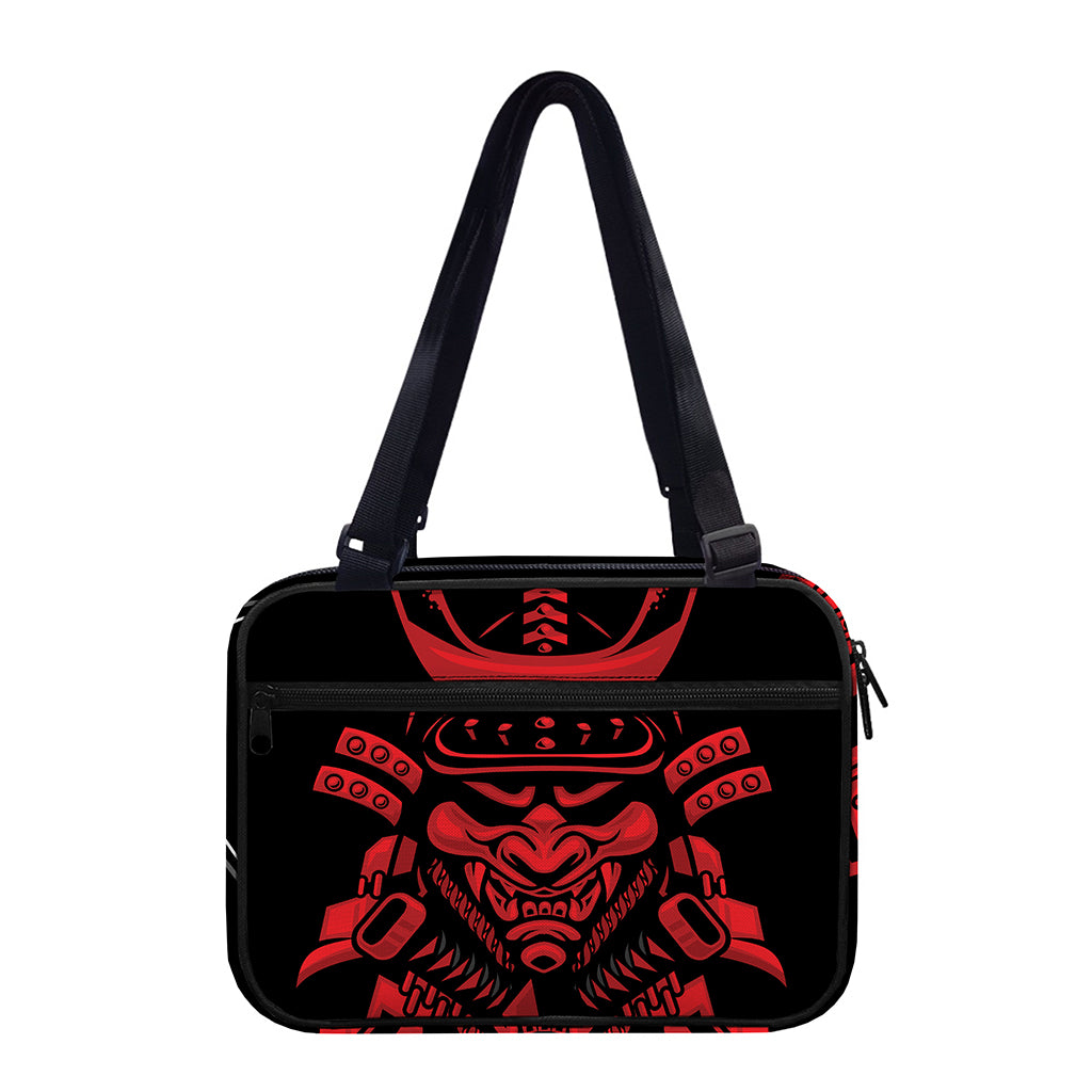 Red Samurai Mask Print Double Strap Bible Bag