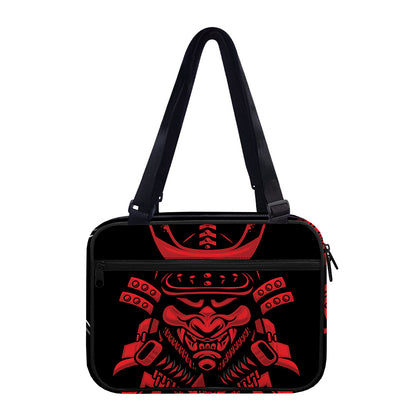 Red Samurai Mask Print Double Strap Bible Bag