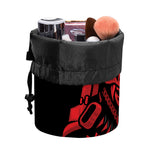Red Samurai Mask Print Drawstring Makeup Bag