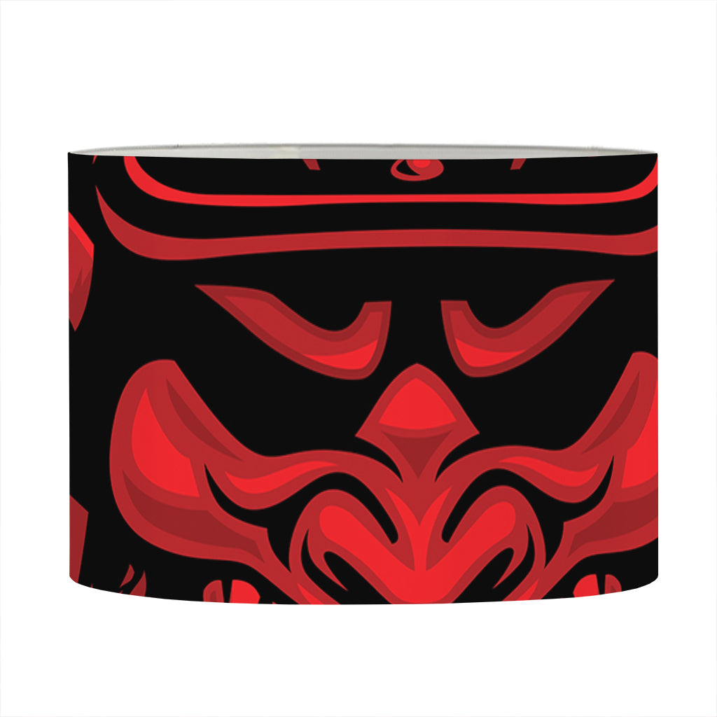 Red Samurai Mask Print Drum Lamp Shade