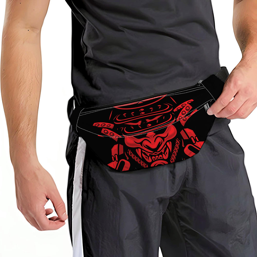 Red Samurai Mask Print Fanny Pack